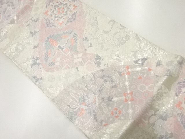 JAPANESE FUKURO OBI / WOVEN FLOWER & BIRD